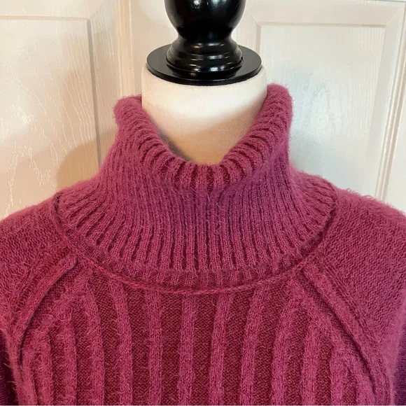 FREE PEOPLE Oversized Big City Turtleneck Sweater Fuchsia Pink Womens M-XL Prep - Picture 6 of 14
